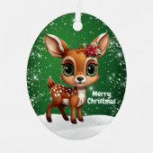 Enchanting Young Buck Starry Green Whimsical  🎄🦌 Ornament Aus Metall (Vorderseite)
