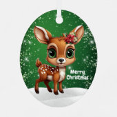 Enchanting Young Buck Starry Green Whimsical  🎄🦌 Ornament Aus Metall (Rückseite)