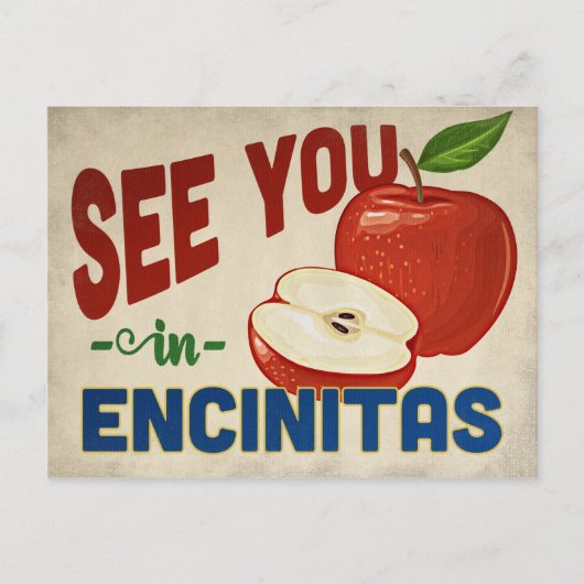 Encinitas California Apple - Vintage Travel Postkarte (Vorderseite)