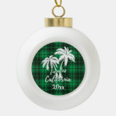 Encinitas California Beach Palm Tree Green Kariert Keramik Kugel-Ornament (Vorderseite)