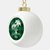 Encinitas California Beach Palm Tree Green Kariert Keramik Kugel-Ornament (Rechts)