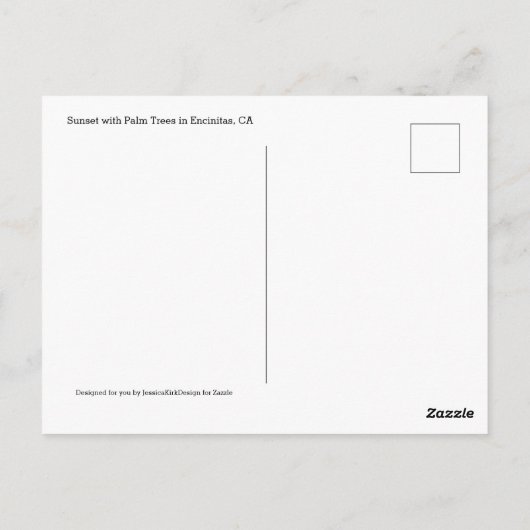 Encinitas California Palm Trees Sunset Postkarte (Rückseite)