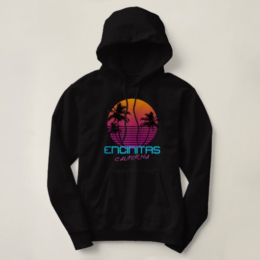 Encinitas California Retro 80's Sunset Zip Hoodie (Design vorne)