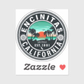 Encinitas California Retro Sunset Souvenirs 80er Aufkleber (Blatt)