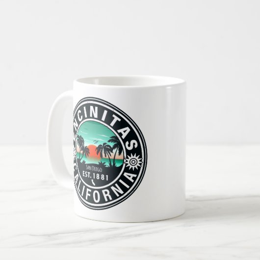 Encinitas California Retro Sunset Souvenirs 80er Kaffeetasse (Vorderseite Links)