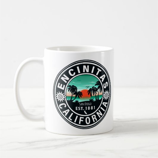 Encinitas California Retro Sunset Souvenirs 80er Kaffeetasse (Links)