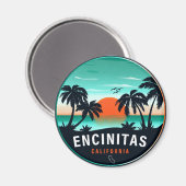 Encinitas California Retro Sunset Souvenirs 80er Magnet (Vorderseite/Rückseite)