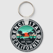 Encinitas California Retro Sunset Souvenirs 80er Schlüsselanhänger (Vorderseite)