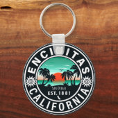 Encinitas California Retro Sunset Souvenirs 80er Schlüsselanhänger (Vorderseite)