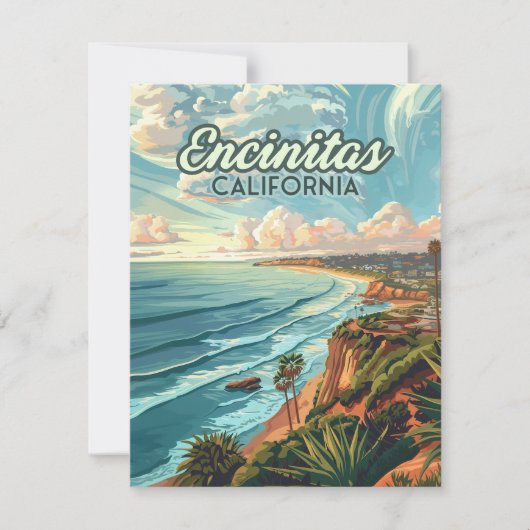 Encinitas California San Diego Beach Vintag Card (Vorderseite)