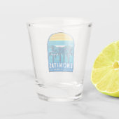 Encinitas California Travel Art Vintage Schnapsglas (Rückseite)