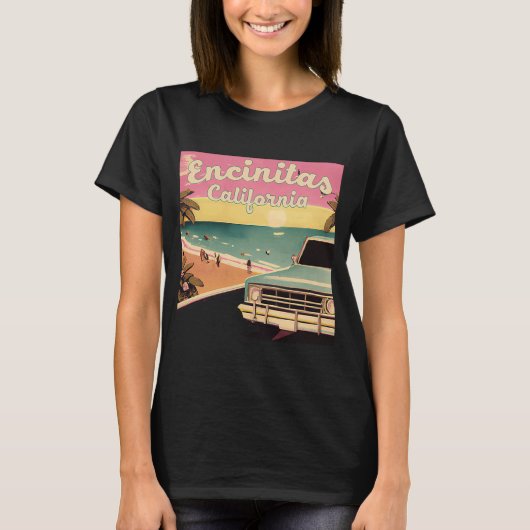 Encinitas Retro Beach Vacation T-Shirt (Vorderseite)