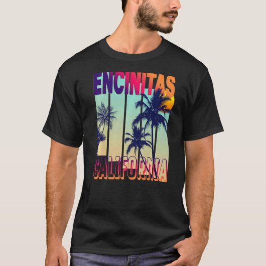Encinitas Retro Vintage Palme Tree Premium T-Shirt (Vorderseite)