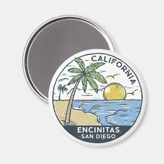 Encinitas San Diego Vintag Magnet (Vorderseite/Rückseite)