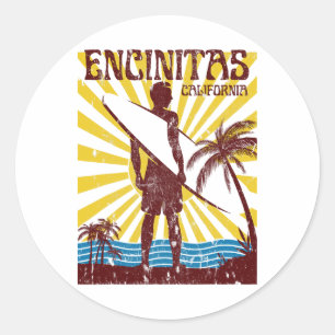Encinitas-Strand Männer Frauen Mädchen Kinder  Runder Aufkleber