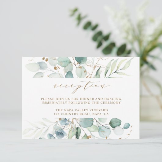 Enclosu Rezeption für goldene und grüne Botanische Begleitkarte (Stehend Vorderseite)