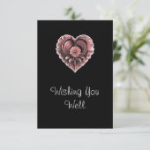 Enclosure Card Wedding Red Heart Floral Insert (Stehend Vorderseite)