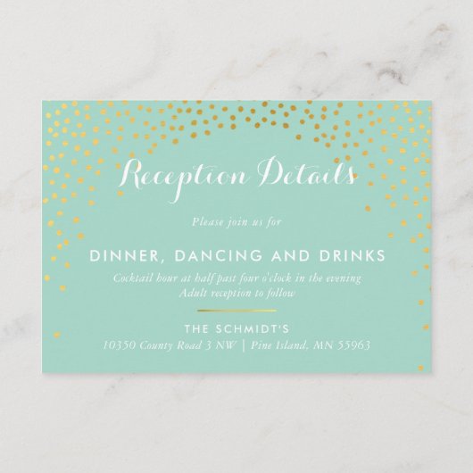 ENCLOSURE Chic rustic Mini Gold Konfetti Minze Begleitkarte (Rückseite)