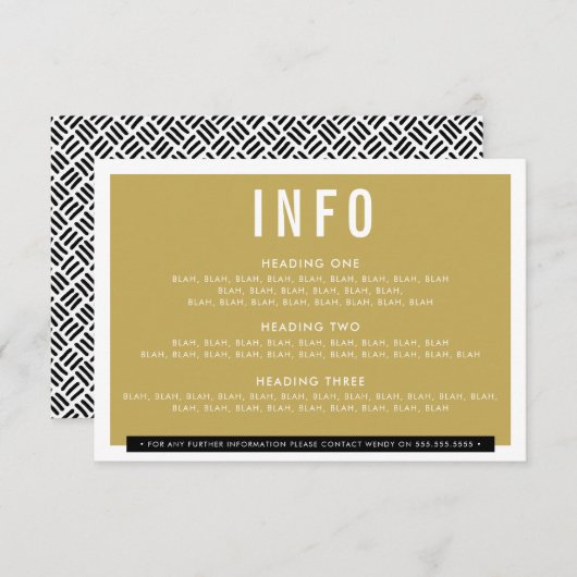 ENCLOSURE DETAIL Spaß fett Block modernes schwarze RSVP Karte (Vorne/Hinten)