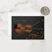 "Encore" Braune Violine & Bow Elegantes Schwarzes  Mitteilungskarte (Vorderseite/Rückseite Beispiel)