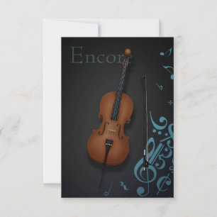 "Encore" Cello & Bow Turquoise & Black Custom Dankeskarte