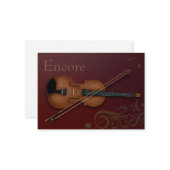 "Encore" Violine & Bow Elegantes Burgund nach Maß Mitteilungskarte (Vorderseite/Rückseite Beispiel)