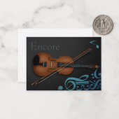 "Encore" Violine & Bow Elegantes Schwarz & Türkis Mitteilungskarte (Vorderseite/Rückseite Beispiel)