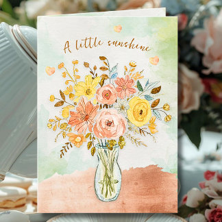 Encouraging Sunshine Florals with Soft Watercolor Karte