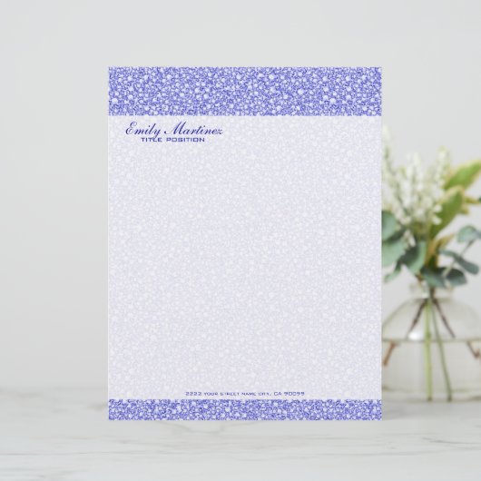 Encrusted Blue Diamonds Look Glitzer Pattern Briefkopf (Stehend Vorderseite)