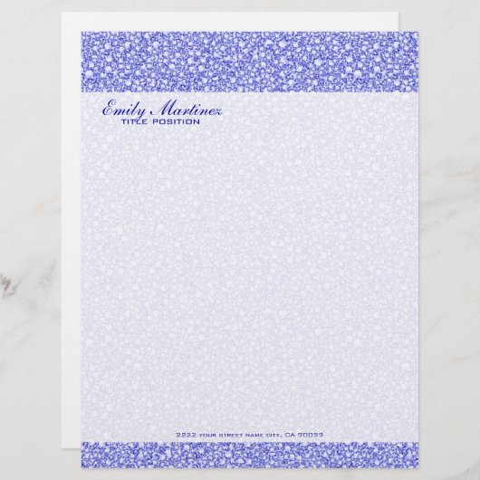 Encrusted Blue Diamonds Look Glitzer Pattern Briefkopf (Vorne/Hinten)