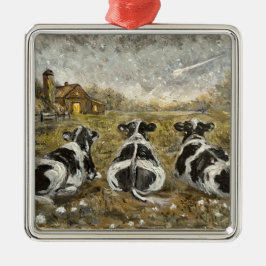 End of Day - Cows Whimsical Farmhouse Home Ornament Aus Metall