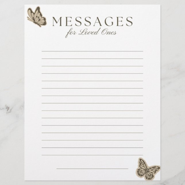 End-of-Life Letter to Loved Ones Briefbogen (Vorderseite)