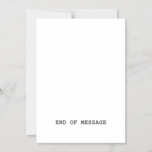 End Of Message Minimalist Typewriter  Magneteinladung (Vorderseite)