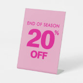End of Season Sale Sign, Pink 20% Off Tabletop Sockelschild (Vorderseite)