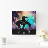 End of The Trail Silhouette Wall Clock Quadratische Wanduhr (Zuhause)