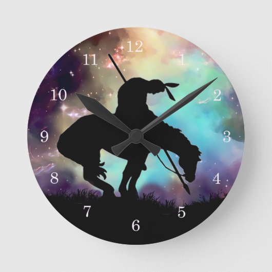 End of the Trail silhouette Wall Clock Runde Wanduhr (Vorderseite)