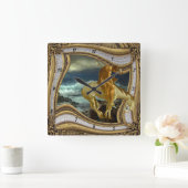 END OF TRAIL HORSE HEAD OUT OF FRAME QUADRATISCHE WANDUHR (Zuhause)