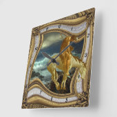 END OF TRAIL HORSE HEAD OUT OF FRAME QUADRATISCHE WANDUHR (Winkel)