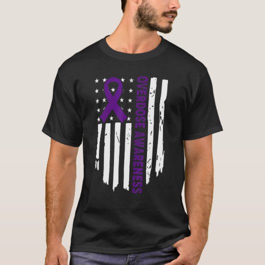 End Overdose Pruple Ribbon Opioid Overdose Awarene T-Shirt (Vorderseite)
