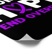 End Overdose! Purple Ribbon. Overdose Awareness  Poster (Ecke)
