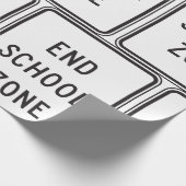 End School Zone Traffic Sign Geschenkpapier (Ecke)