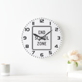 End School Zone Traffic Sign Große Wanduhr (Zuhause)