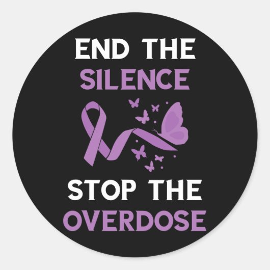 End The Silence Purple Ribbon Overdose Awareness M Runder Aufkleber (Vorderseite)