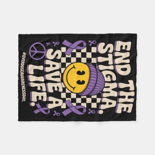 End The Stigma Save A Life Groovy Overdose Awarene Fleecedecke (Vorderseite (Horizontal))