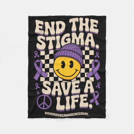 End The Stigma Save A Life Groovy Overdose Awarene Fleecedecke (Vorderseite)