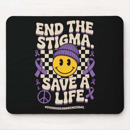 End The Stigma Save A Life Groovy Overdose Awarene Mousepad (Vorne)