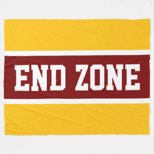 END ZONE Fett Tiefrot Gelb Orange Weiße Streifen Fleecedecke