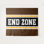 END ZONE Fun Athletic Brown Black Yellow Stripes Wandteppich (Vorderseite (Horizontal))
