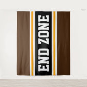 END ZONE Fun Athletic Brown Black Yellow Stripes Wandteppich (Vorderseite)