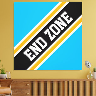END ZONE Fun Bold Sky Blue Black Racing Streifen Leinwanddruck